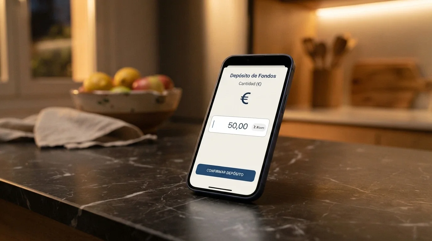 Pantalla de depósito con Bizum en un casino online con licencia española