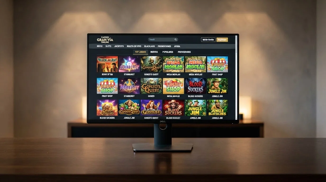 Vestíbulo de Casino Gran Madrid mostrando su catálogo de más de 2.000 slots y los filtros por proveedor.