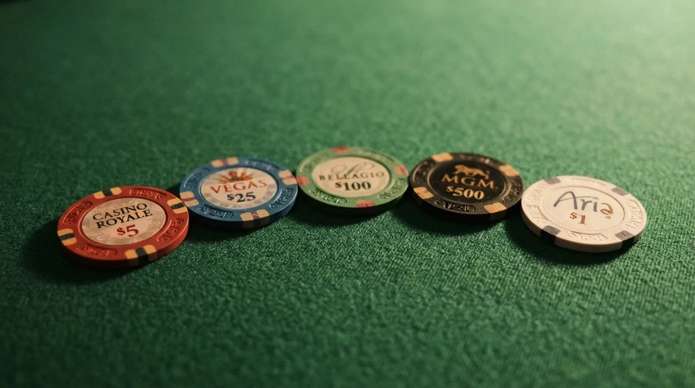Varias cartas de casino dispuestas en abanico sobre una mesa de juego, cada una con el logo de un operador distinto
