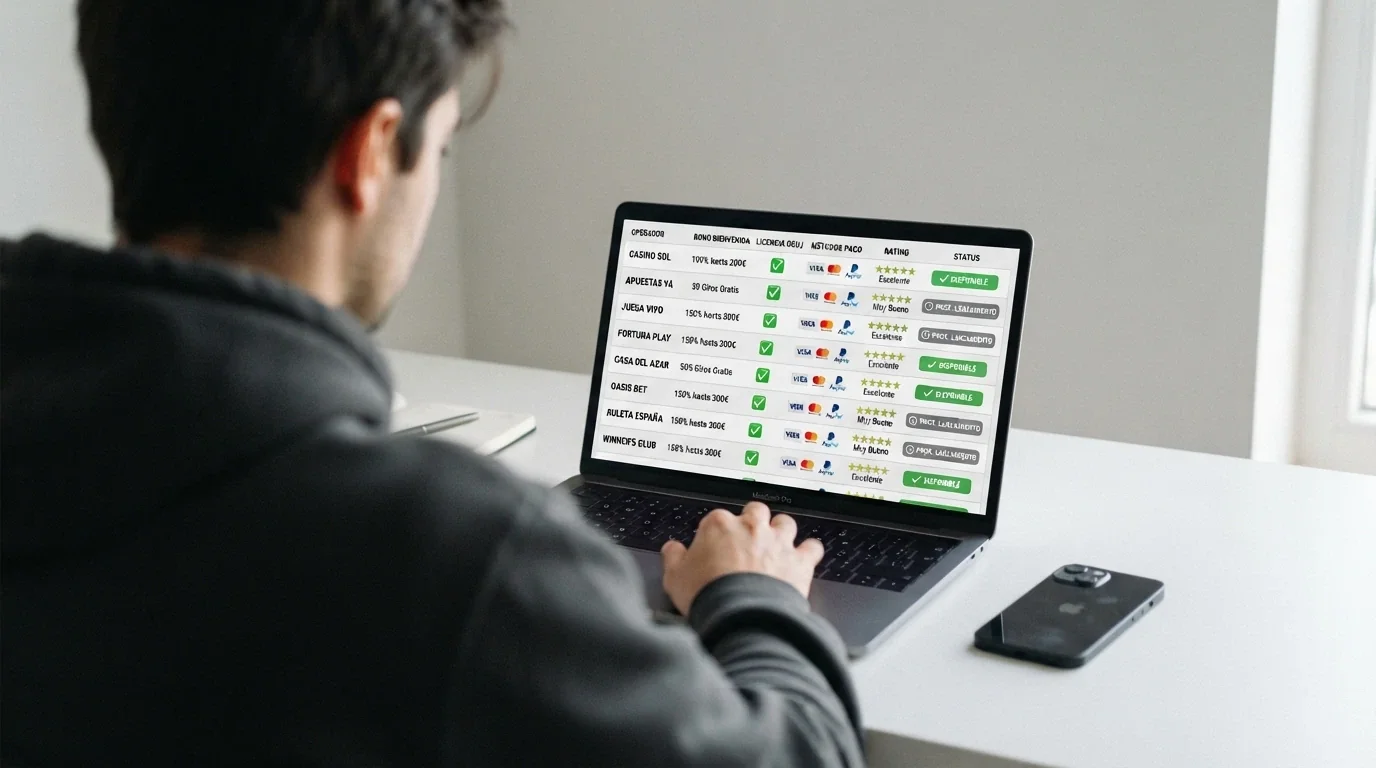 Tabla comparativa de operadores DGOJ con datos de licencia, bono y disponibilidad de Hacksaw Gaming