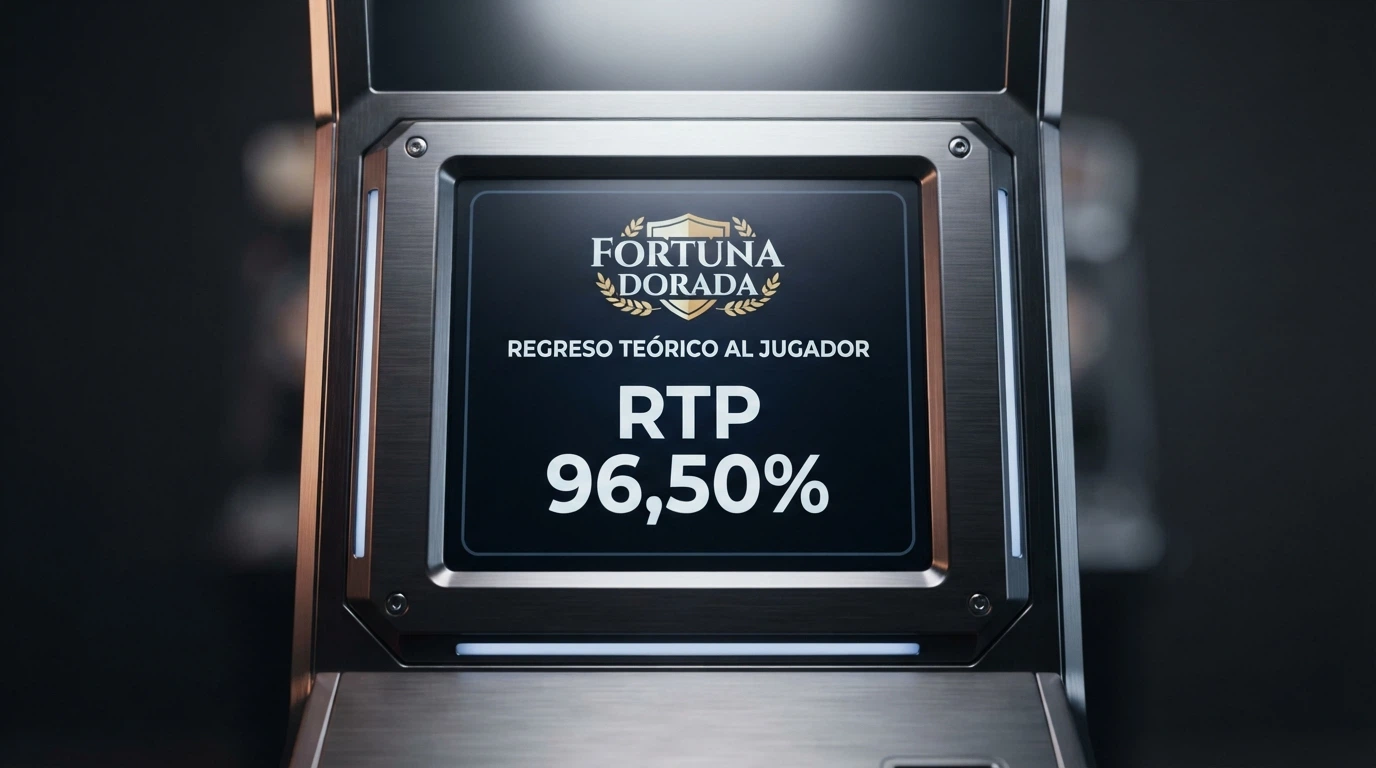 Primer plano de una ficha de tragaperra donde se lee «RTP 96,50%» junto al título Gates of Olympus y el logotipo de Pragmatic Play
