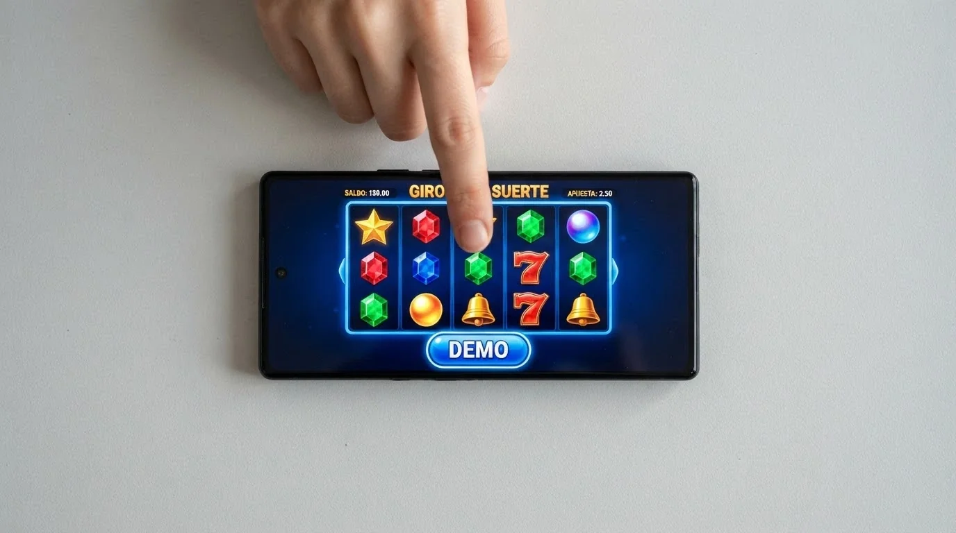 Pantalla de un casino online español mostrando el botón de modo demo junto a una slot Fire Blaze