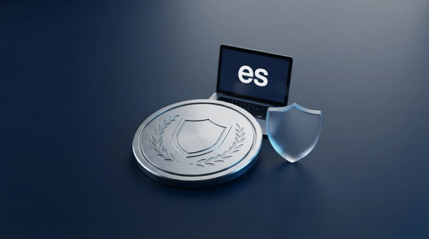 El logo de la DGOJ junto a un sello de verificación y un dominio .es sobre un fondo institucional