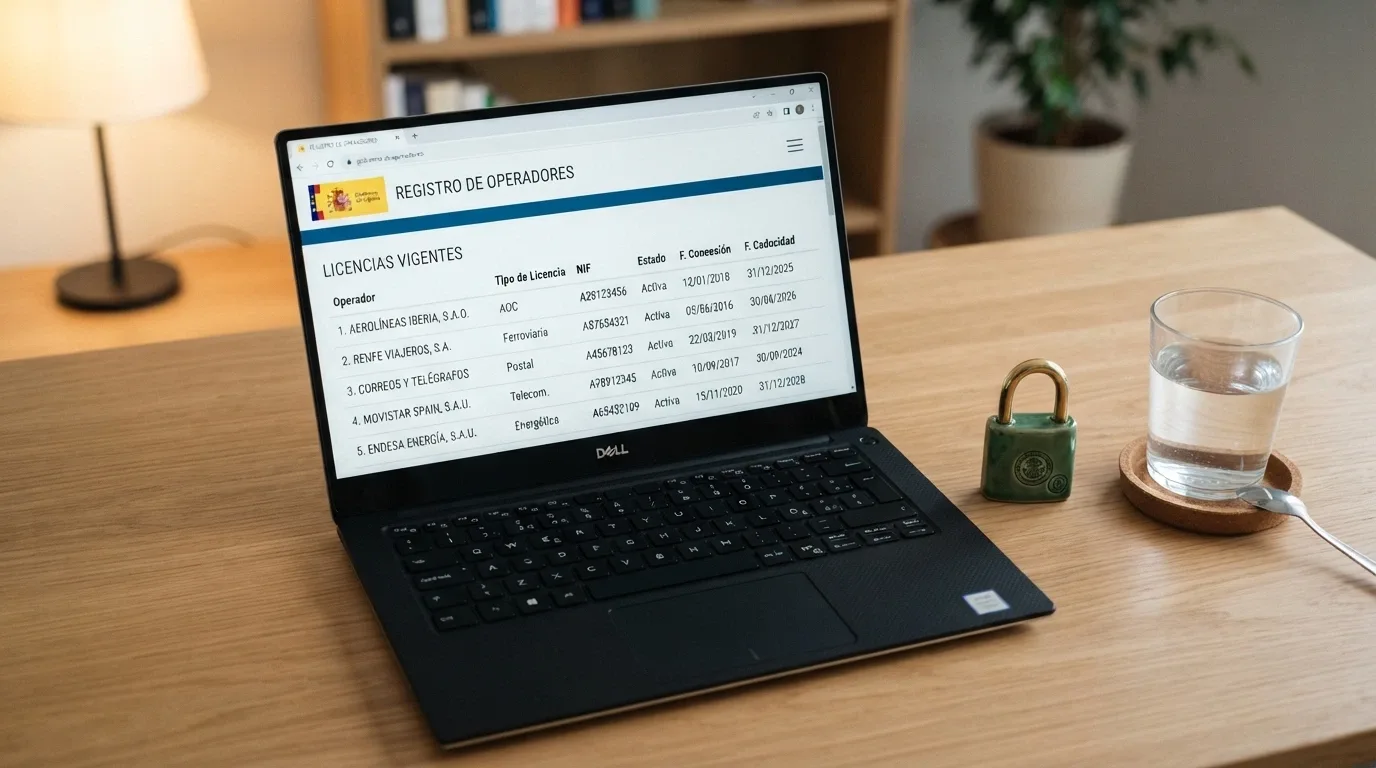 Pantalla mostrando la web ordenacionjuego.es con el listado de operadores con licencia DGOJ junto a un candado verde