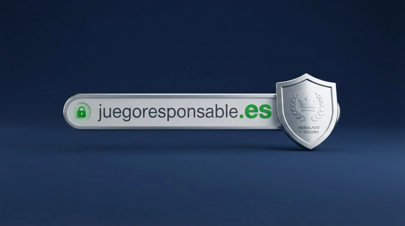 Logotipo de la DGOJ junto al dominio .es en la barra del navegador y el candado de seguridad.