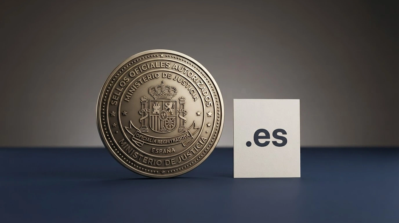 Sello o distintivo oficial de la DGOJ junto al dominio .es en la página de un operador autorizado