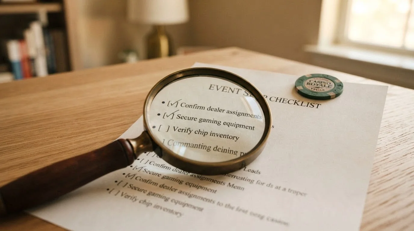 Una lupa sobre una lista de verificación con los criterios: licencia DGOJ, dominio .es, condiciones del bono