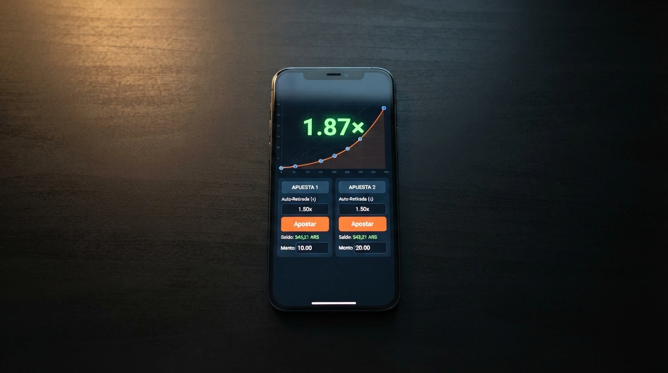 Panel de apuestas del Aviator con los botones de apostar, retirar y el selector de auto-cashout