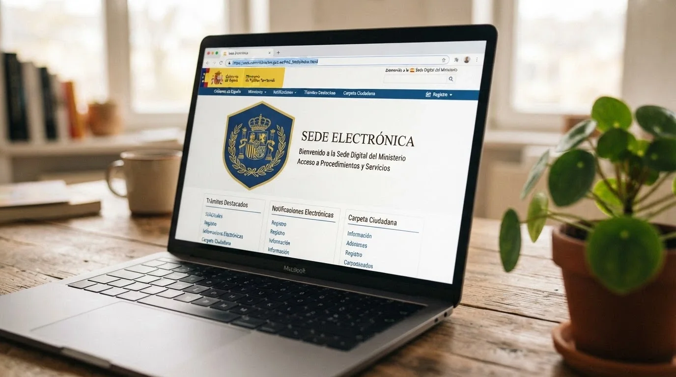 Pantalla de ordenador mostrando la web de la DGOJ con el sello de Juego Seguro visible y un dominio «.es» resaltado en la barra de direcciones