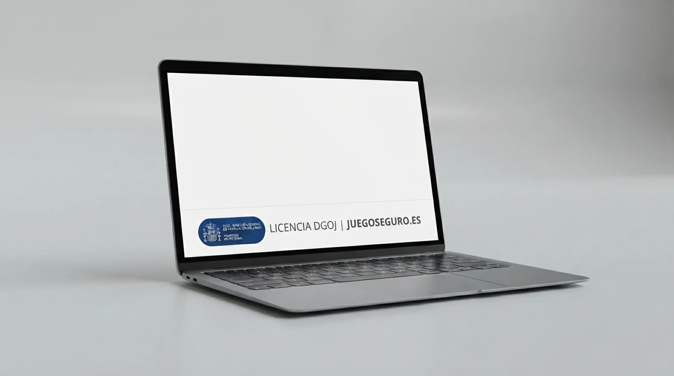 Detalle del pie de página de un casino online con el sello de la DGOJ y el dominio .es visibles en pantalla