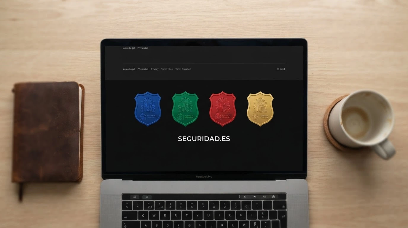 Captura del footer de un casino online español con los cuatro sellos DGOJ — Juego Seguro, Juego Autorizado, AutoProhibición y +18 — junto al dominio .es